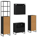 Bathroom Furniture Set with Drawer Black Oak Engineered Wood 3403052