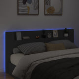 Headboard Cabinet with LED Black 220x16.5x103.5 cm 839274