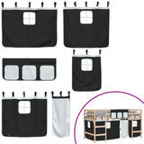 Kids' Loft Bed with Curtains without Mattress White&Black 90x200cm 3206964