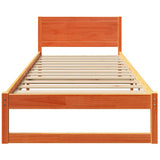 Bed Frame with Headboard Wax Brown 80 x 200 cm Solid Pine Wood 873294