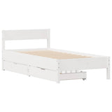 Bed Frame without Mattress White 75x190 cm Small Single Solid Wood Pine 3301774