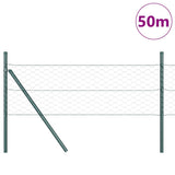 Fence with Posts Green 1 x 50 m PVC-coated steel 3352711