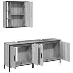 ZNTS 3 Piece Bathroom Cabinet Set Grey Sonoma Engineered Wood 3214733