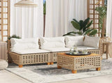 Garden Table Beige 55x55x36 cm Poly Rattan Acacia Wood 365931