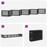 Dog Gate with Door Foldable 10 Panels Black 800 cm Poplar Wood 3155683