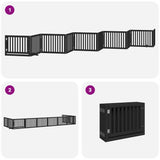 Dog Gate with Door Foldable 10 Panels Black 800 cm Poplar Wood 3155683