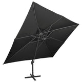 Cantilever Garden Parasol with Double Top Black 400x300 cm 312377