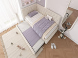Upholstered Bed Daybed with Pull-Out Bed, 3FT Single Sofa Bed 90 x 190 cm, Ottoman Bed Trundle Beds N601P377081B