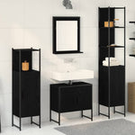 Bathroom Furniture Set with Door 4 pcs Black 33 x 33 x 185.5 cm 3334411