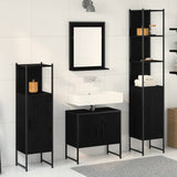 Bathroom Furniture Set with Door 4 pcs Black 33 x 33 x 185.5 cm 3334411