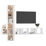 5 Piece TV Cabinet Set White Engineered Wood 3078655