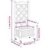 Planter with Trellis and Wheels Black Solid Wood Fir 3207646