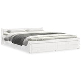 Bed Frame without Mattress White Solid Wood 150x200 cm King Size King Size 815050