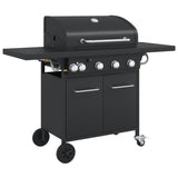 Gas BBQ Grill with 5 Burners Black Powder-coated Steel 367586