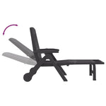 ZNTS Folding Sun Lounger with Wheels Anthracite PP 364698