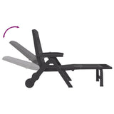 Folding Sun Lounger with Wheels Anthracite PP 364698