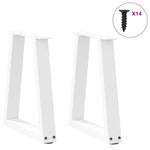 ZNTS Dining Table Legs V-Shape 2 pcs White 38x cm Steel 4012545