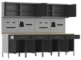 Work Cabinet with Drawer 10 pcs Black Engineered Wood and Steel 3321482