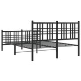 ZNTS Metal Bed Frame without Mattress with Footboard Black 140x200cm 376343