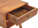 Solid Wood Mini Chestnut Curve Lower Bedside, 1 Drawer and Open Slot, Dark Brown B2743P402922