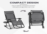 Garden Rocking Chair Folding Recliner Outdoor Adjustable Sun Lounger Rocker Zero-Gravity Seat with T3398P315913