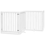 Dog Gate with Door Foldable 8 Panels White 640 cm Poplar Wood 3155678