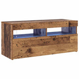 TV Cabinet with LED Lights Old Wood 90x35x40 cm Engineered Wood 856307