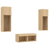 4 Piece TV Wall Cabinets with LED Lights Sonoma Oak 3216578