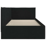 Corner Bed Frame with Headboard Black 90 x 200 cm Fabric 42016465
