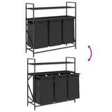 Laundry Basket 3 Compartments with Shelves Black Oak 859080