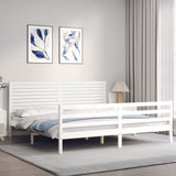 Bed Frame without Mattress White 200x200 cm Solid Wood 3195047