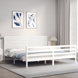 Bed Frame without Mattress White Super King Size Solid Wood 3195042