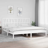 3104019 Bed Frame without Mattress White Solid Wood 200x200 cm