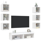 8 Piece TV Wall Units with LED White Engineered Wood 3216633