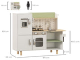 Toy Kitchen, Kids Play Kitchen, Role Playing Game with Phone, Ice Maker, Stove, Utensils, for 3-6 T3398P348124