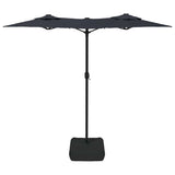 Double-Head Garden Parasol with LEDs Black 316x145 cm 362975