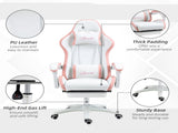 Computer Gaming Chair, PU Leather Desk Chair with Footrest, Swivel Task Chair with 135&deg Reclining T3398P342380