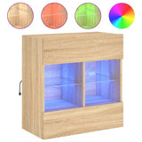 TV Wall Cabinet with LED Lights Sonoma Oak 58.5x30x60.5 cm 837094