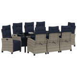 Garden Dining Set with Cushion 9 pcs Grey Poly Rattan 3380476