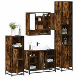 4 Piece Bathroom Furniture Set Smoked Oak Engineered Wood 3301242