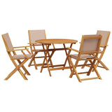 5 Piece Garden Dining Set Taupe Fabric and Solid Wood 3281822