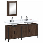 ZNTS 3 Piece Bathroom Furniture Set Brown Oak Engineered Wood 3214794