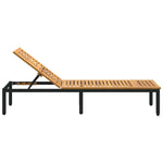 Sun lounger Reclining Black 200 x 55 x 35cm Solid Acacia wood 4010620
