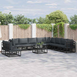 Garden Sofa Set with Cushion 10 pcs Black Aluminium 3378878