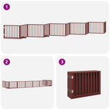 Dog Gate with Door Foldable 10 Panels Brown 800 cm Poplar Wood 3155579