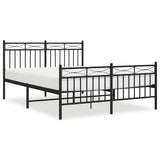 Metal Bed Frame without Mattress with Footboard Black 135x190cm 373708