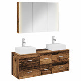 Bathroom Furniture Set 4 pcs Old Wood Engineered Wood and Glass 3406829