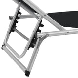 Sun Lounger Black Aluminium, Textilene Standard adult size 312458