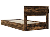 Storage Bed with Drawer Smoked Oak 90 x 200 cm Engineered Wood 3409946