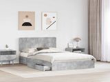 Storage Bed Concrete Grey 135 x 190 cm Engineered Wood 3412696